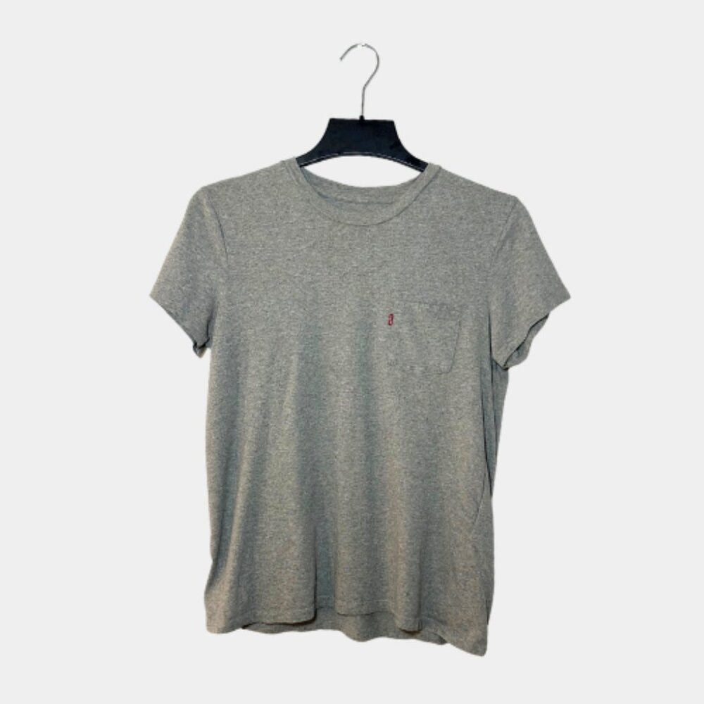 Levi's Perfect Crew Grey Pocket T-Shirt Short Sleeve Women's M Red Tab